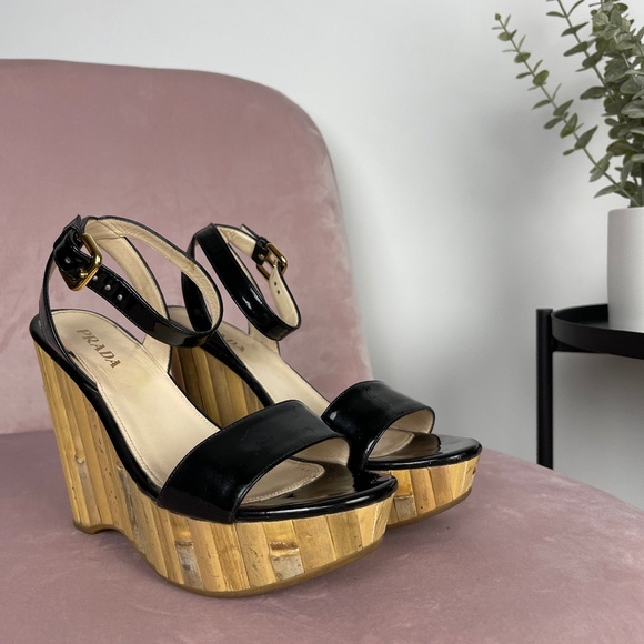 Prada Shoes - Authentic Prada Bamboo Wedges